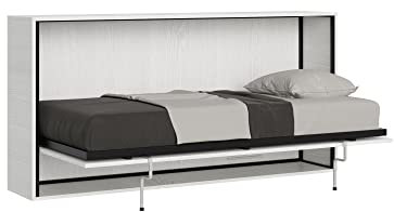 WISHOME ITAMOBY - Letto singolo a scomparsa orizzontale trasformabile bianco frassino