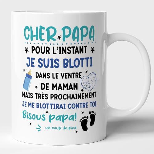 Lalasol Mug Futur Papa – Tasse Futur Papa Idée Cadeau Annonce de Grossesse Homme Enceinte Naissance Bébé Fête Des Pères Noël Anniversaire