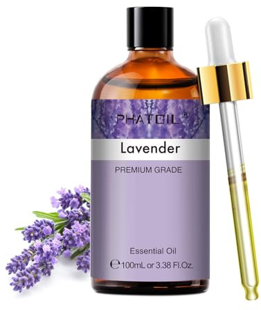 PHATOIL Huile Essentielle Lavande 100 ml, Huile Essentielle pour Diffuseur, Huile de Lavande Pure Naturelle pour Aromathérapie