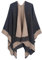 DiaryLook Damen Poncho Schal Winter Cardigan Übergroße Cape Elegant Poncho Für Frauen Umhang Damen Warm Geschenk Für Mutter Schwarz Beige Gestreift