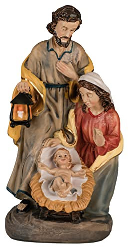 MaMeMi Krippenblock barock [farbig handbemalt] Maria, Josef und Jesus-Kind als kompakte Mini-Krippe/Kompaktkrippe aus langlebigen Polyserin/Kunstharz