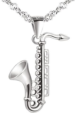 Yumilok 925 Sterling Silber Halskette silber Saxophon Damen Halskette Kette mit Anhänger für Damen Kinder