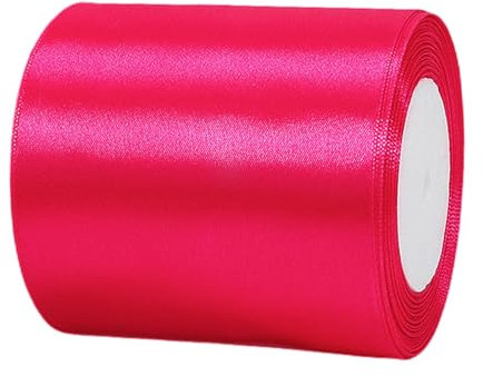 22m Satinband Geschenkband Hot Pink 100mm Breit,Seidenband Hot Pink Schleifenband Satin Dekoband Geschenkverpackung Deko Band Stoffband für Halloween Weihnachten Hochzeit Taufe Geburtstag DIY-Handwerk