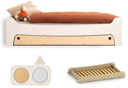 smartwood TILA 10 Cama Infantil 90x190 con somier y Cama Nido - Cama de Madera para niños y niñas - Cama Montessori con somier 190x90 cm - Blanco