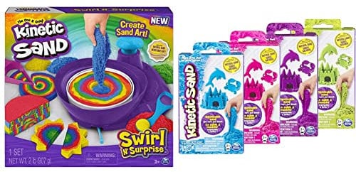 Kinetic Sand Swirl 'n Surprise Set - mit 907 g Vier Farben und Drehscheibe für tolle Muster, ab 3 Jahren & Nachfüllpackung 226 g, unterschiedliche Varianten