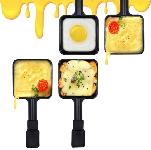 Kosmosta Non-Stick Coated Mini Grill Cheese Pan Melting Accessories for Raclette Dishes, Set of 4, 8.53.8 in