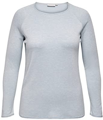 ONLY Carmakoma Damen Dünner Strick Pullover Große Größen Langarm Shirt Curvy Plus Size Übergröße, Farben:Hellblau, Größe:46-48