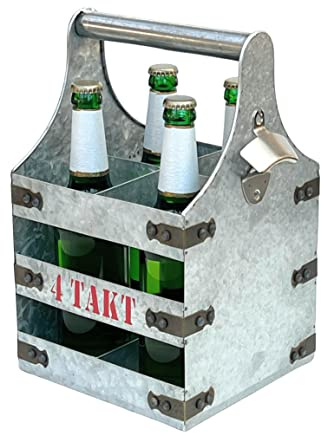 DanDiBo Bierträger Metall mit Öffner Flaschenträger 4 Takt 96405 Flaschenöffner Flaschenkorb Männerhandtasche Männergeschenke