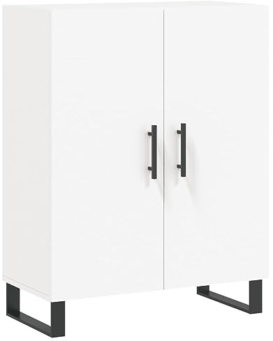 vidaXL Sideboard, Kommode mit viel Stauraum, Highboard Wohnzimmerschrank mit Türen Metallfüßen, Schrank Anrichte Beistellschrank, Weiß Holzwerkstoff