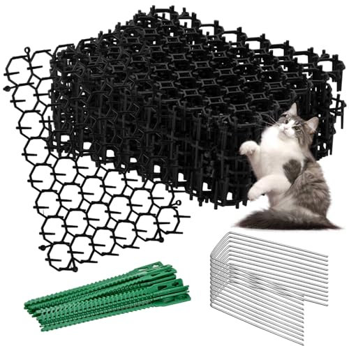 Dissuasore per Gatti,12 Pezzi Tappetino Anti Gatto Giardino Tappetino Repellente per Gatti,15.5 x 20 cm Dissuasori per Gatti con 12 pioli e 20 fascette per cavi per Prato Giardino Interno Esterno