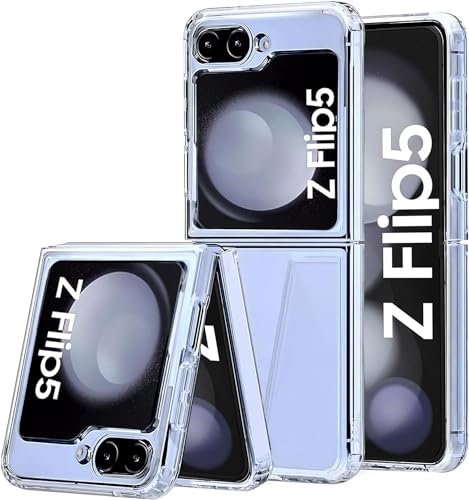 Captor Coque de Téléphone Transparente pour Samsung Galaxy Z Flip 5 5G, Coque en Silicone Rigide et Mince, Protection de Haute Qualité avec Bord Surélevé pour Écran et Appareil Photo