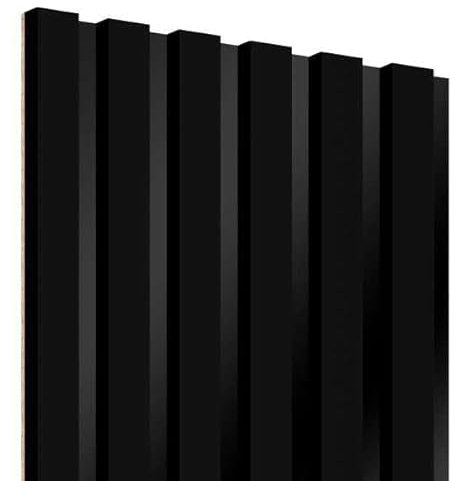 Lameo HDF Akustikpaneele 275x30x2cm - Akustische Wandpaneele - Lamela Wall - Schallschutzwand - 3D Wandpaneele - Akustische Wandpaneele - Akustik - Holzpaneele (Schwarz Matt)