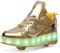 HUSKSWARE Kinder-Sneaker, 2-Rad-Skateboard-Schuhe, verstellbares Farbwechsellicht, USB-Aufladung, universell für Jungen und Mädchen,Gold 37 EU