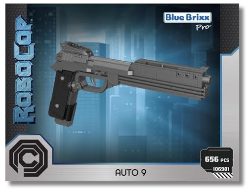 BlueBrixx Pro 106901 – Robocop Auto 9 Maschinenpistole aus Klemmbausteinen mit 656 Bauelementen