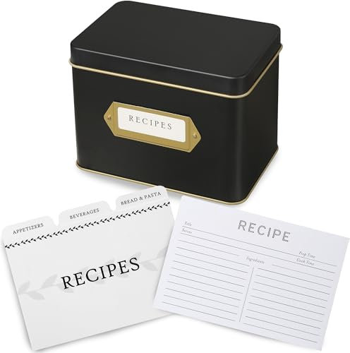 Jot & Mark Rezeptkarte, komplette Geschenkbox, dekorative Rezeptdose (schwarzes Aquarell)