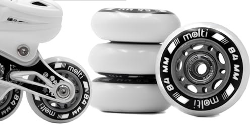Molti Räder mit Kugellager MOLTI ABEC9 4er- Pack Indoor-/Outdoor-Rollschuh Räder Inlin-Skates Freizeitspaß 84 * 24mm weiß