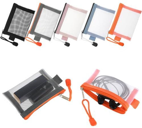 Amabro 5 Stück Mini Netztaschen mit Reißverschluss, 10,5 x 7,4 cm, Kosmetiktaschen Geldbörse Schlüsselhalter tragbare Reise Aufbewahrungstasche Beauty Make up Geldbörse Zubehör(Farbe)