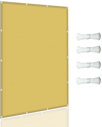 Toile D'ombrage Extérieur 3 x 4 m Filet Coupe Vent pour Jardin Pergola Imperméable Double Revêtement pour Extérieur Patio Piscine, Jaune Sable