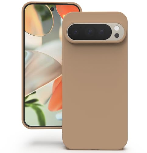 YATWIN Hülle für Google Pixel 9/9 Pro, Silikon Handyhülle mit Futter, 1mm Kamera und Displayschutz, Dünn & Leicht, Anti Kratzer Case, Milchtee