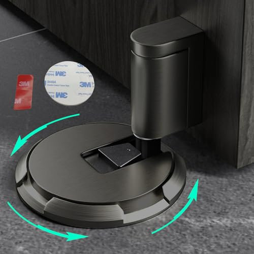 HOOFUS No Magnetic Mechanical Floor Door Stopper,Adjustable Door Holder,with Heightening pad for Door Gaps up to 1.2 Inch in Height,Nail Free or Screws (Dark Gray, 1 Pack)
