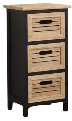 Home Source Chest of Drawers, Wooden Bedroom Organiser Storage Unit, Black with Natural Drawers, 3 Drawer
