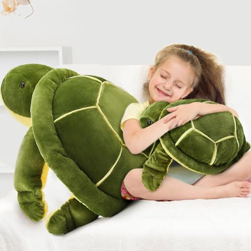 MorisMos 65cm lang riesen Schildkröte Kuscheltier XXL,Grün groß Schildkröte Plüschtier Stofftier,Geburtstag Geschenk Kinder Baby