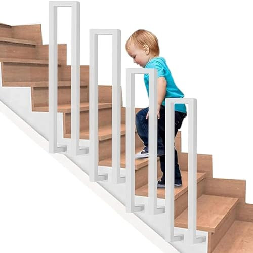 U-förmige Treppengeländer Innen, Treppengeländer Außen Seitliche Montage, Handlauf Treppe Dekorative, Geländer Treppe, Rutschfeste Stiegengeländer für Treppen, Brüstung, Balkon (Weiß, 100cm)