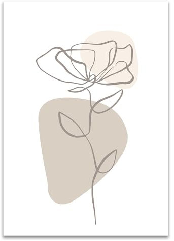 ARTFAVES® Poster - Beige Blume Abstrakt 1 | Wanddeko Wandbild Kunst Illustration | ohne Rahmen | 30 x 40 cm