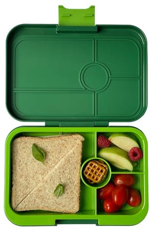 Yumbox Tapas Bento - Lonchera a prueba de fugas y reutilizable para adultos, adolescentes y niños - Bandeja de 4 compartimentos - Lima verde palma - Sin BPA y fácil de limpiar - Ideal para el trabajo
