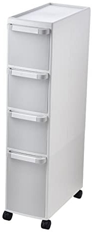 ZXFNVXC Badezimmer-Unterschrank, Kleiner Eck-Unterschrank zur Badezimmeraufbewahrung, schmaler Waschbecken-Organizer mit Schubladen und Rollen, Toilettenpapier-Organizer-Schrank (weiß, 4 Ebenen)