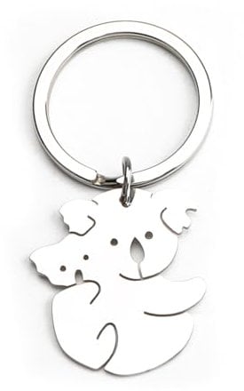 MUCOOS Koala-Schlüsselanhänger, süßes Tierbild, silbernes Hohldesign, Geschenk für Freunde, Mama, Papa, Schlüsselanhänger für Frauen