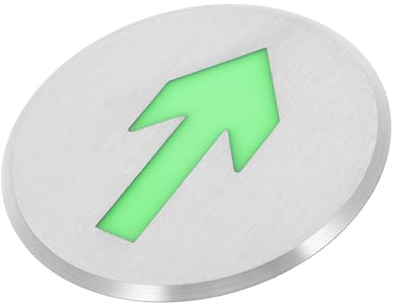 NUOBESTY Panneau De Sécurité Fléché Phosphorescent Auto-éclairant En Acier Inoxydable 114mm, Panneau De Sortie De Secours Au Sol Étanche Pour Évacuation Incendie, Signalisation D'urgence Solide