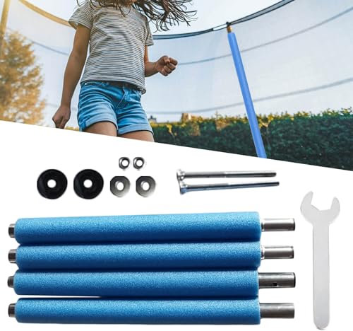 4 Stück Trampolin-Ersatzstangen – 6-16 Fuß Trampolin-Sicherheitsnetzstange, Trampolins-Netzstangen Mit Schaumstoffhülle, Stabile Stahl-universals-TrampolinErsatzteile Mit Schrauben Schraubenschlüssel