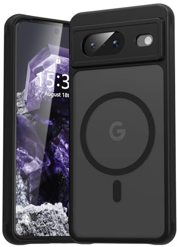 EASDNB für Google Pixel 8 Hülle für Magsafe, Magnetisch Handyhülle für Pixel 8 Case, Kameraschutz Stoßfeste Kratzfeste Durchscheinende Schutzhülle für Google 8, Schwarz