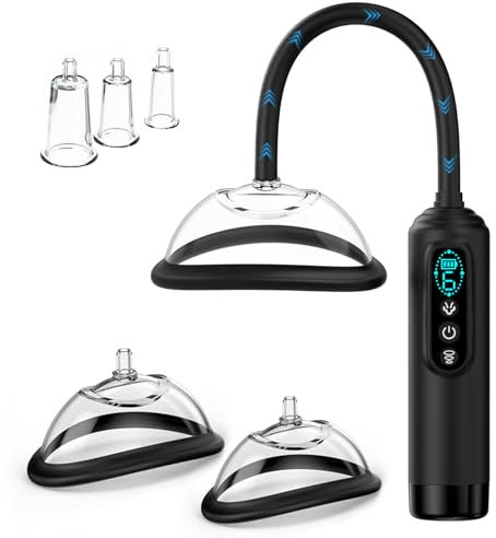 Jouets Pour Tétons-Pompe à Chatte, Pompe Vaginale Électrique BDSM avec 6 Modes d'Aspiration&Écran d'Dffichage, Suceurs de Clitoris Jouets Sexuels pour Adultes pour Femmes/Couples, Comprend 5 Tasses