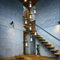 BNCXMO 8 Lichter Retro Treppe Licht Langer Kronleuchter Moderm Industriekomplex Gebäude Wohnung Wohnzimmer Deckenlampe Schmiedeeisebeihöhe Leicht Wendeltreppe Kronleuchter Schwarz, 40x200 cm
