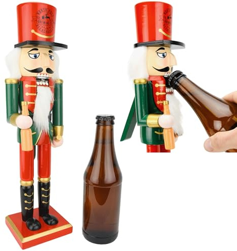 Tree Buddees Bierknacker Flaschenöffner Nussknacker 38,1 cm hoch funktionale Flaschenöffnung & festliche Urlaubsdekoration Bottlecracker - Lustiges Geschenk für Männer, Bierliebhaber & Feiertagsfeiern