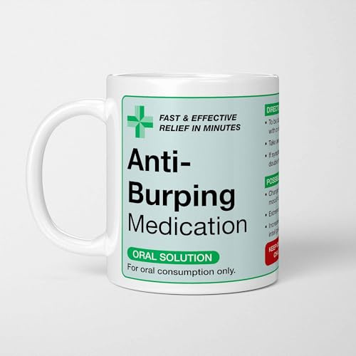Anti-Burping Medication Prescription Mug Funny Rude Joke Pharmacy Gag Gift