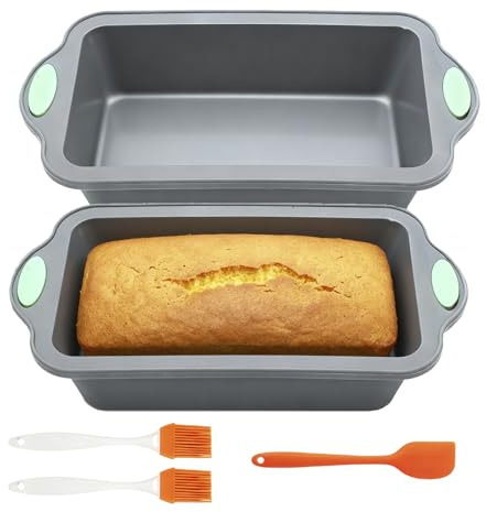 Cjytdkj Silicone Loaf Tin, 2 Pack 9 Inch Silicone Bread Loaf Tin, Nonstick | 2 Brush 1 Spatula, Quick Demoulding, Loaf Pan for Baking Loaves Cakes Lasagna (28x12x6.5cm)