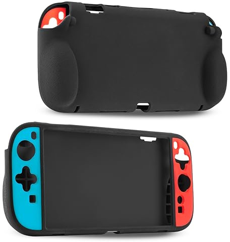 NITHO Silikon Grip Hülle für Switch 2, Weiche Anti-Rutsch Schutzhülle mit Ergonomischem Griff, Stoßfest und Kratzfest, Rundumschutz Zubehör für Switch 2 (Blau & Rot)
