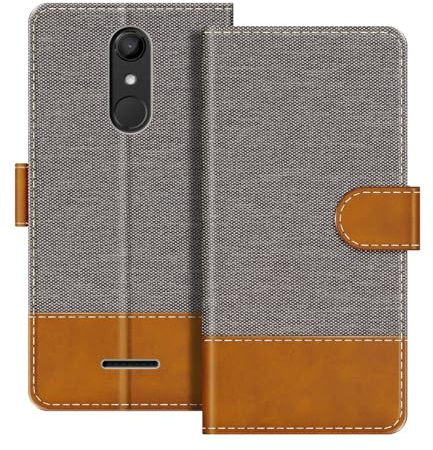UOGNADGD Leder-Flip-Portemonnee-Hülle Kompatibel mit Wiko Upulse Lite Handyhülle mit Kartenhaltern, RFID-Blockierung, Magnetverschluss & Kickstand (Grau)