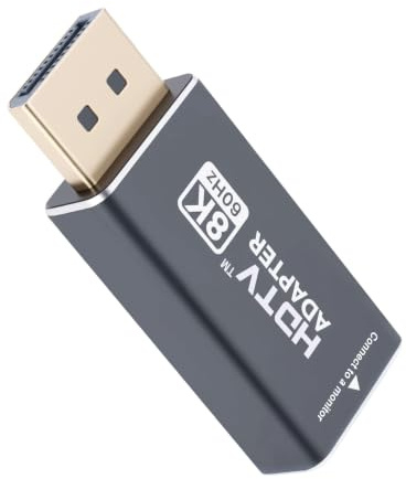 DisplayPort auf HDMI 8K@60Hz Adapter – DP 1.4 auf HDMI 2.1 Unidirektional, Vergoldeter Stecker für Geräte von HP, NVIDIA, AMD, Dell, PCs, GPUs, HDTVs und Projektoren