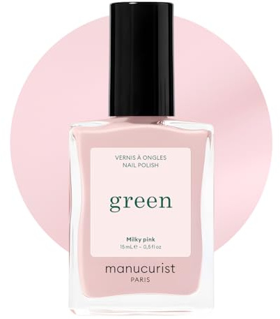 Manucurist Green Nagellack Milky Pink Milchiges Rosa - Nail Polish | Nagellack Schnelltrocknend - Nägel Selber Machen - Vegan 12-freier - Plant-Based - Made in France