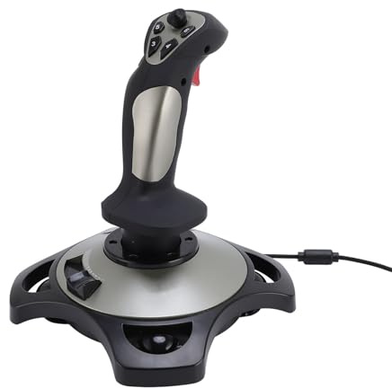 Sxhlseller Flugsimulator-Joystick-Controller, USB-verkabelter Flight-Stick mit Vibration und Gas für 7 8 10 11, Einfache Verbindung