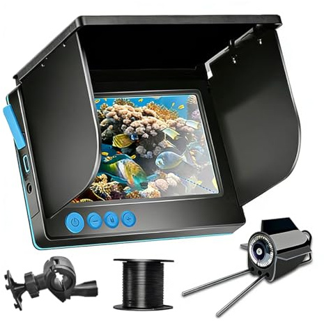 5inch Portable Fish Finder Camera, 220° Wide Angle Night Vision, 1080 HD Underwater Fishing Camera Waterproof, for Ice, Lake and Boat