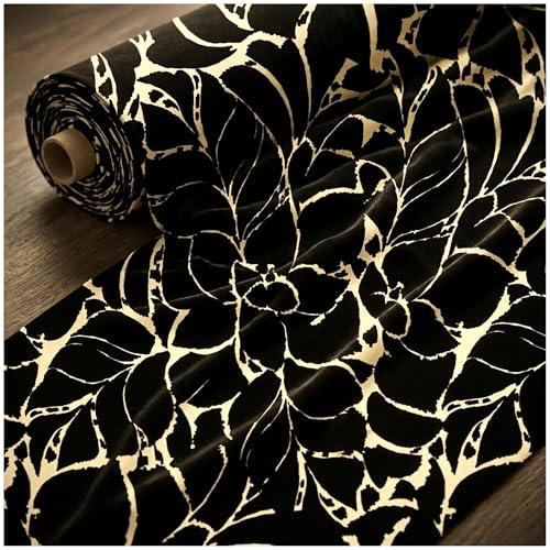 Swafing Viskose Jersey Stoff Sizilien Schwarz Creme – Meterware 160cm breit – 220g/m² Elasthan Jersey weich & elastisch – Oeko-Tex – Ideal für Kleider, Shirts & Kinderkleidung