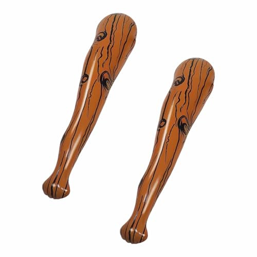 2 Stück Keule Aufblasbar, Aufblasbare Höhlenmensch Keule, Gestreift Aufblasbare Requisiten für Themenpartys Cosplay AuffüHrungen, 90 cm, Braun