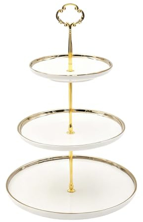 Etagere aus Porzellan, Obst Etagere Tortenständer Servierständer Frühstück Buffetplatte, Moderne Tortenetagere Cupcake Küchen Ständer Party Deko für Dessert Snacks Obst Geburtstag Hochzeit (3)