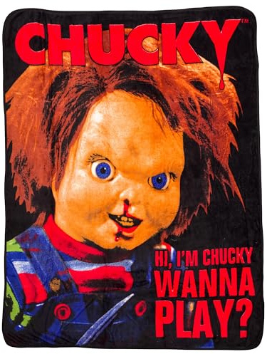 Silver Buffalo Chucky Wanna Play Fleece Throw Blanket - 50x60 Inches | Soft and Cozy Blanket for Horror Fans