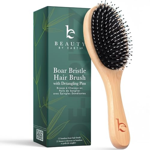 Boar Bristle & Nylon Pin Hair Brush for Thick, Curly & Wavy Hair